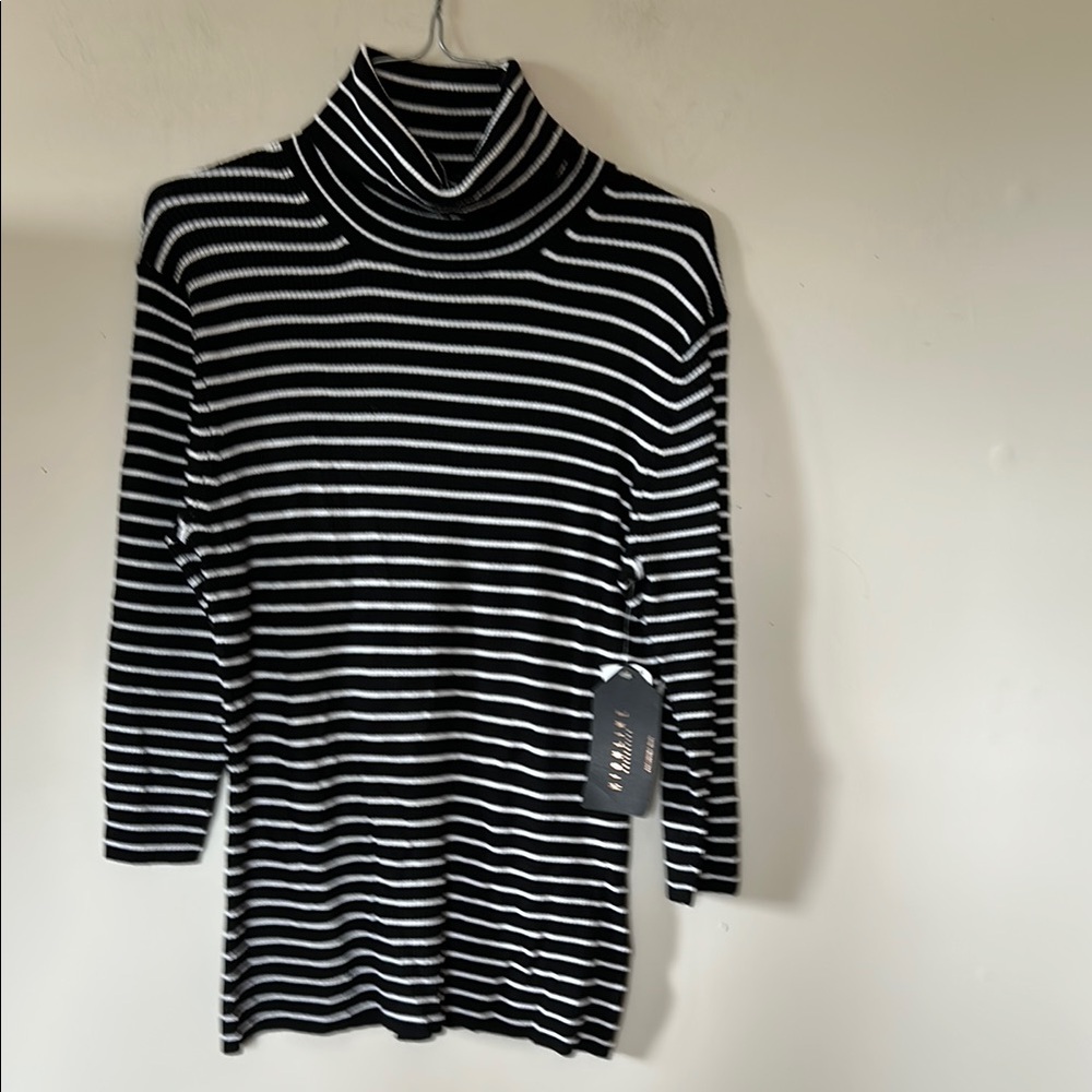 Highline black/white striped turtleneck long sleeve  sweater  new with tag